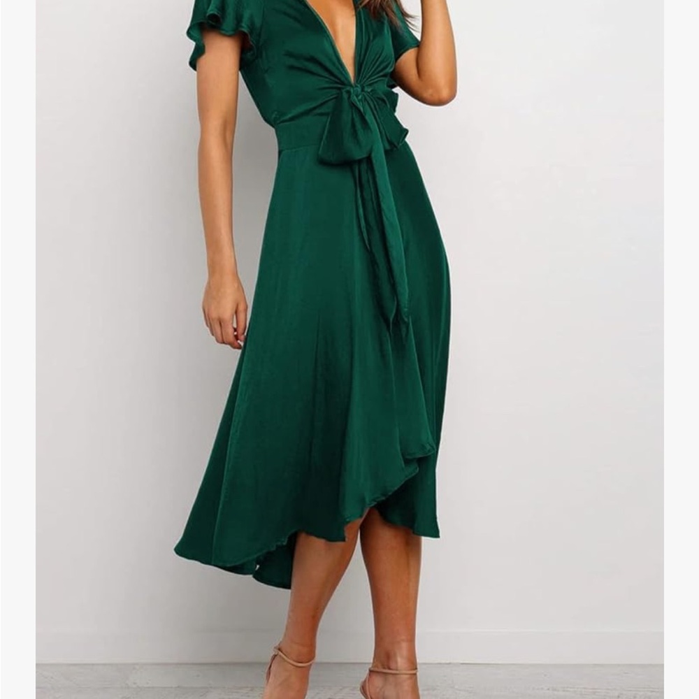 Elegant Forest Green High Low Dress